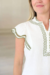 Melissa Nepton - Ness Embroidered Scalloped Edge Blouse