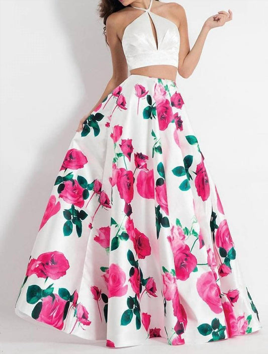 Rachel Allan - Two-piece Halter Ballgown