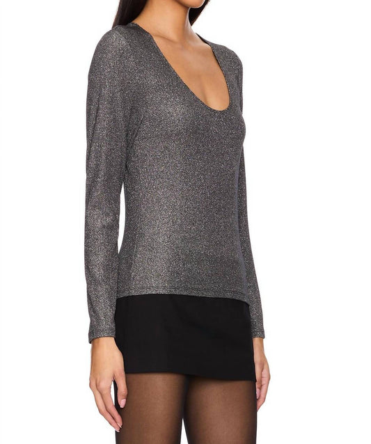Lna - Jacinda Lurex Rib Long Sleeve Top
