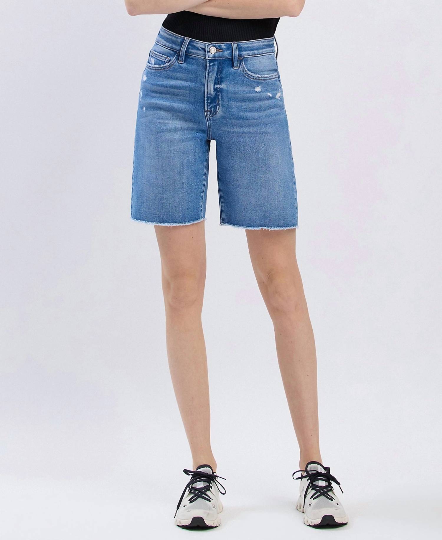 Vervet By Flying Monkey - High Rise Raw Hem Bermuda Shorts