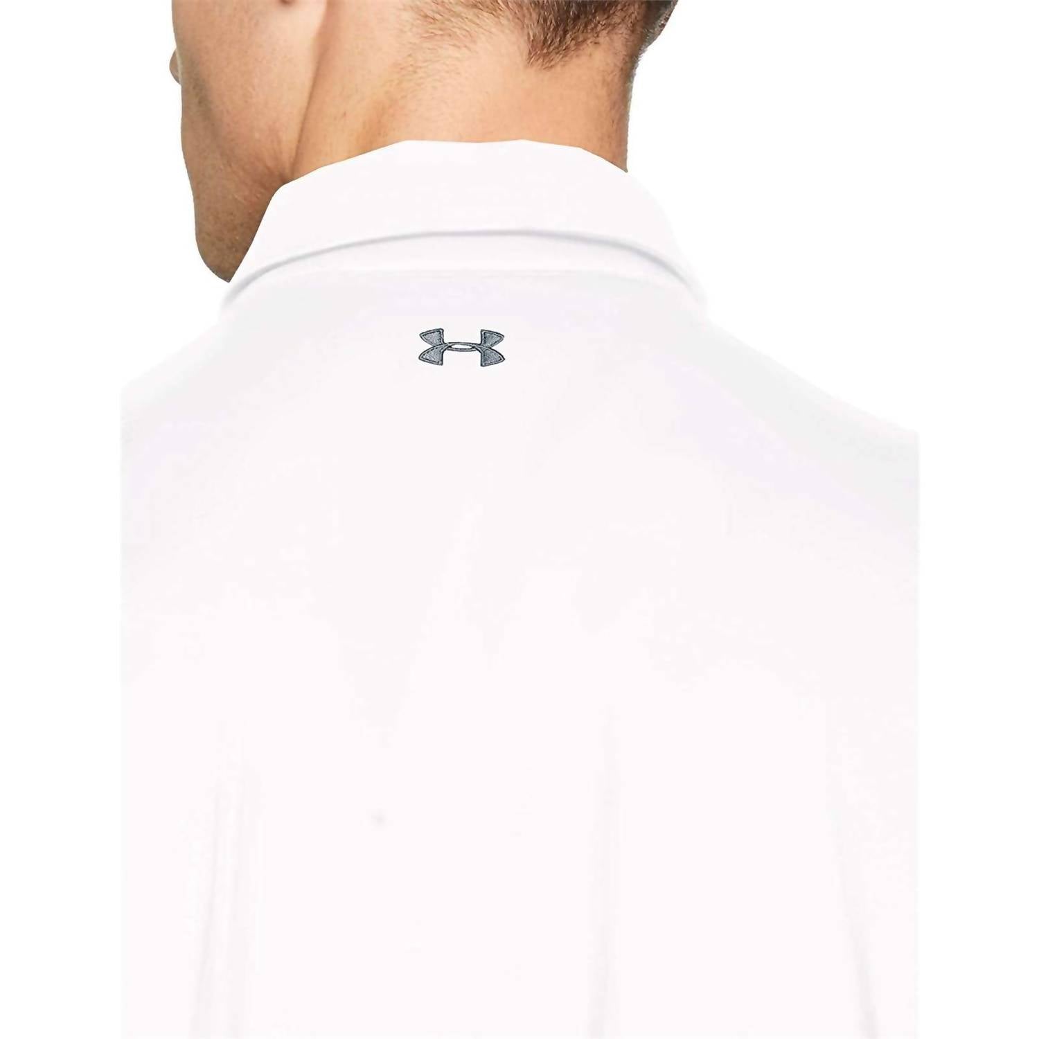 UNDER ARMOUR Charged Cotton Scramble Golf Polo Shirt Top in white - men's shirt - alternate view