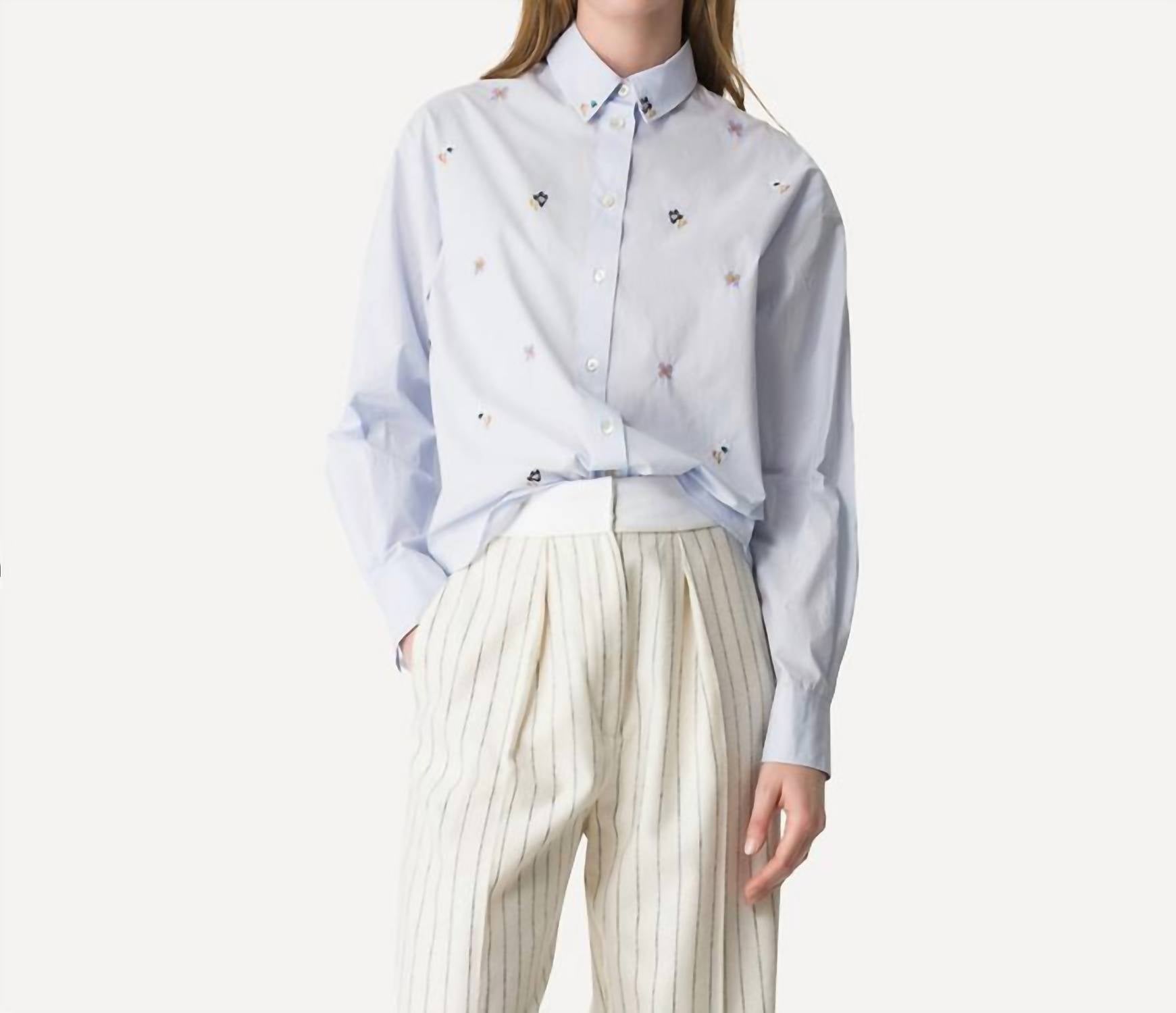Forte Forte - En Fleur Embroidery Cropped Cotton Poplin Shirt