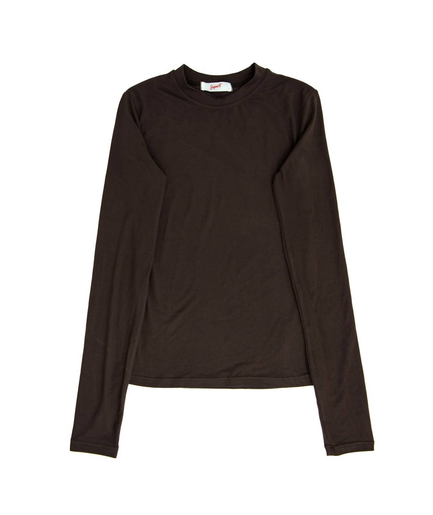8apart Junior Women's Kourtney Long Sleeve Tee in chocolate - women's long sleeve top