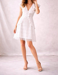 ELLIATT Lace Ruffle Dress in white - women's dress