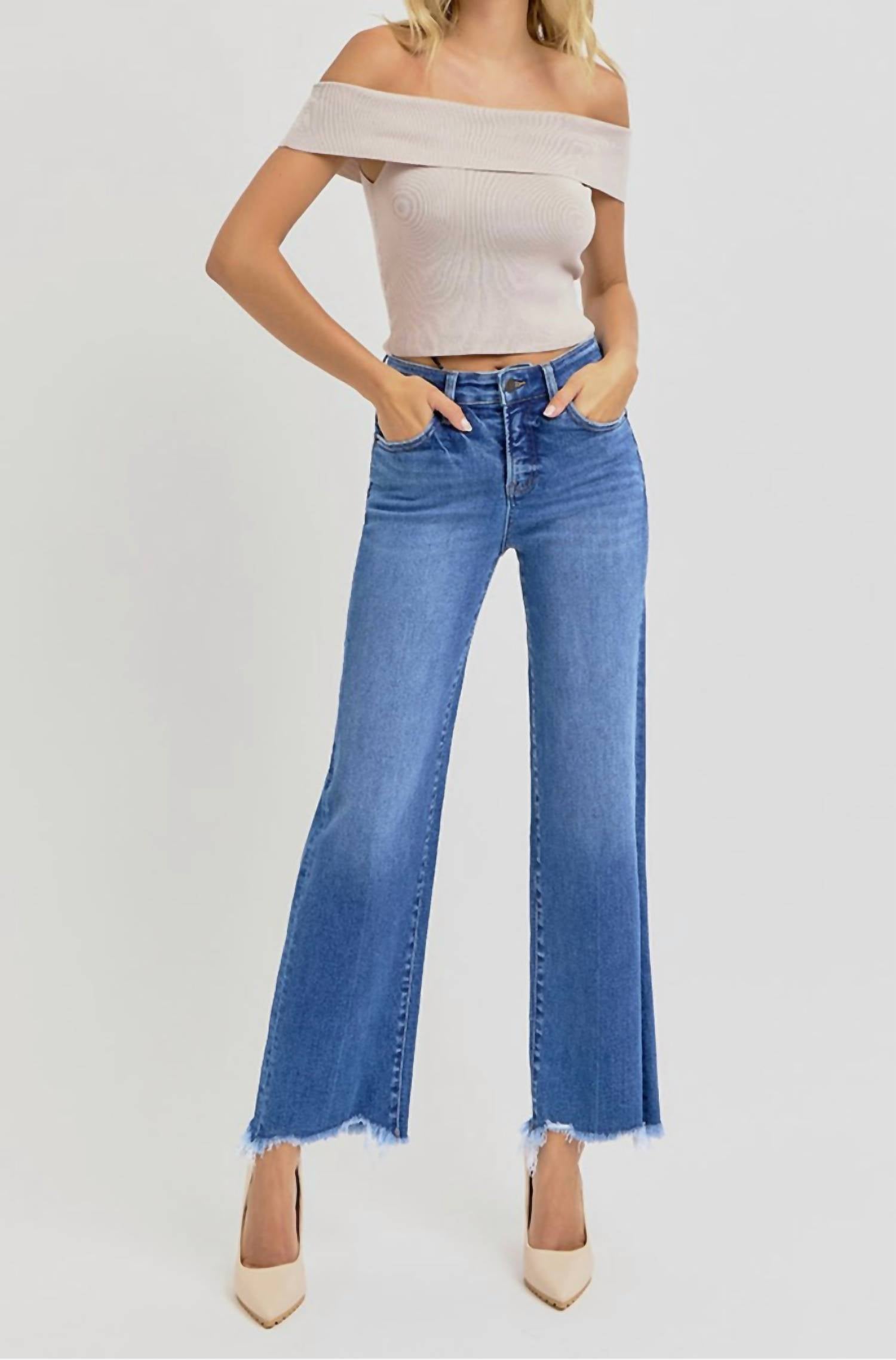 Risen - Tummy Control High Rise Ankle Straight Jeans