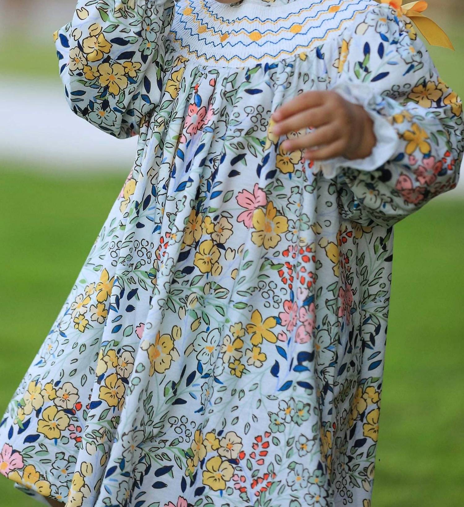 Rylee + Cru - Girl's Fall Embroidery Smocking Bow Dress