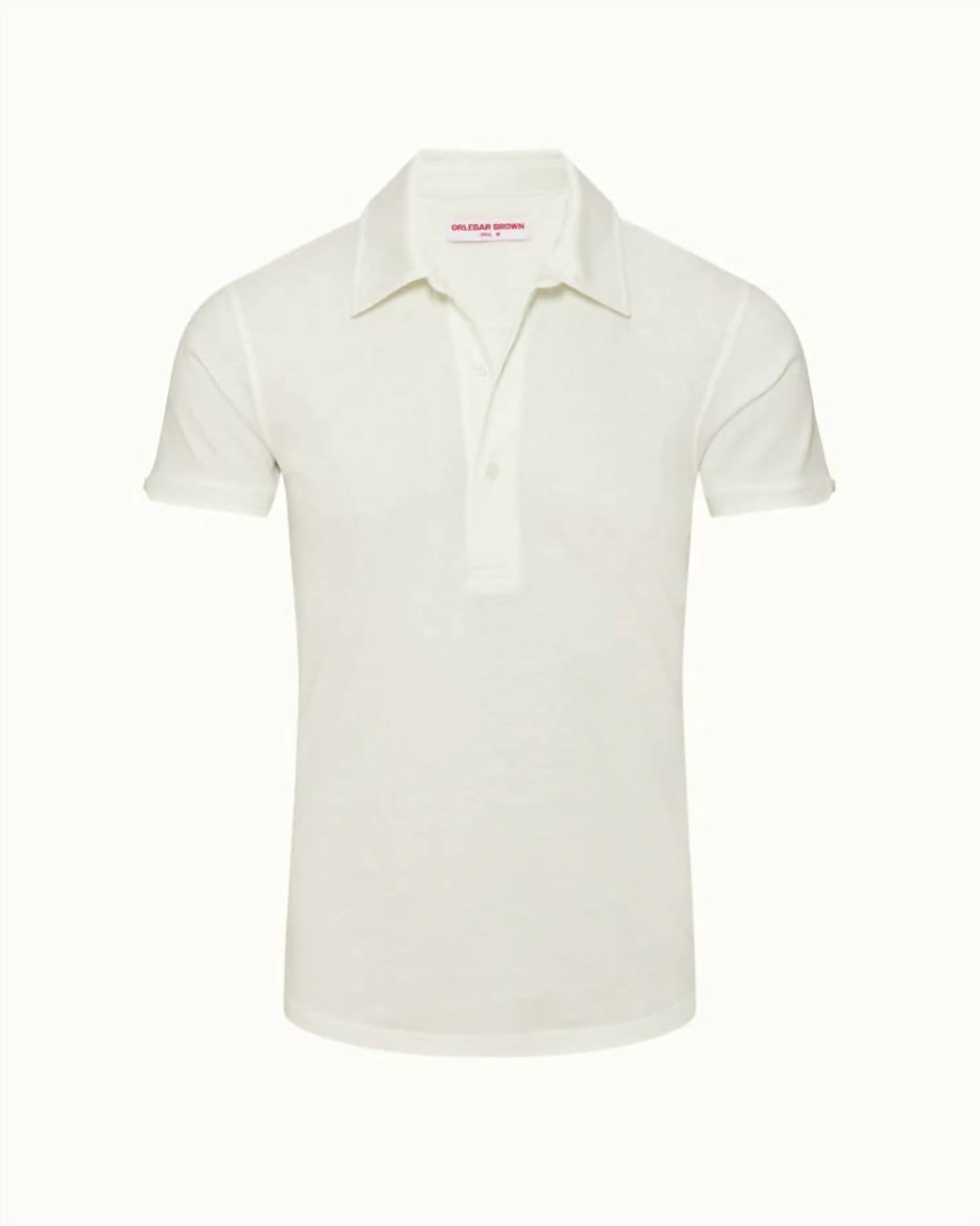 Orlebar Brown Sebastian Polo Shirt in thasos beach - men's shirt - alternate view