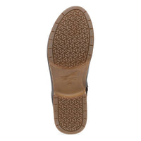 dansko Women's Monique Leather Bootie in chocolate - women's shoe - detail view