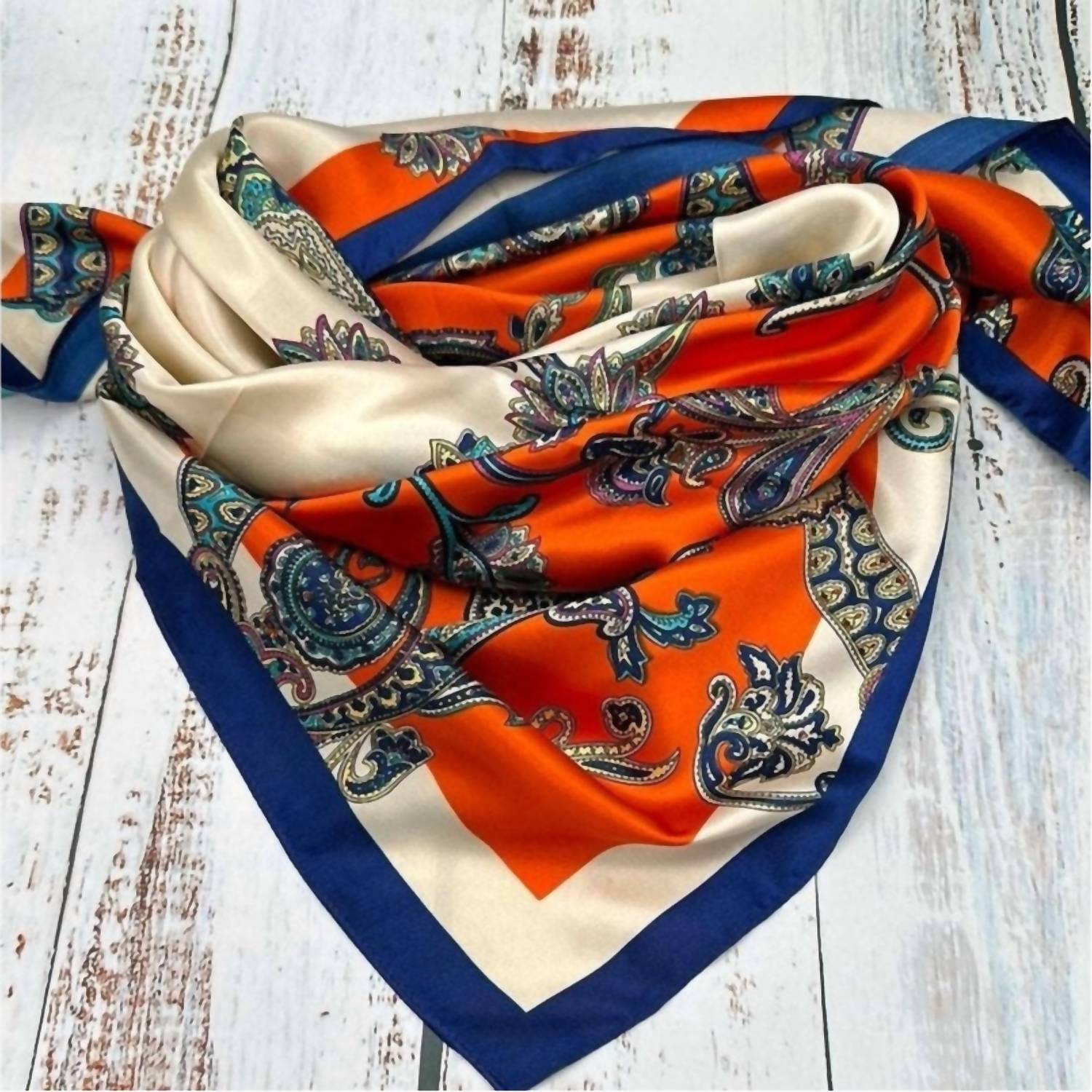 Tc Ranchwear - Scroll Print Wild Rag Western Southwestern Satin Scarf