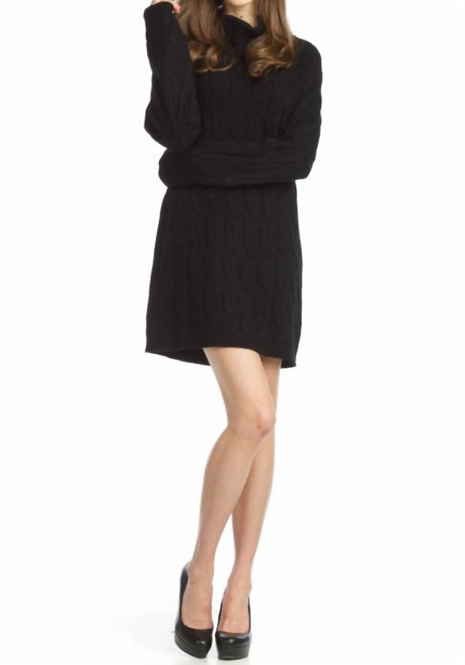Papillon - Cable Knit Cowl Neck Knit Sweater Dress