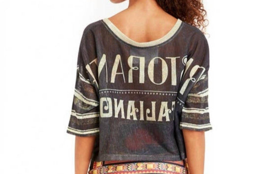 Ipng - Art Of Fashion Italiano Scoop Neck Crop Top