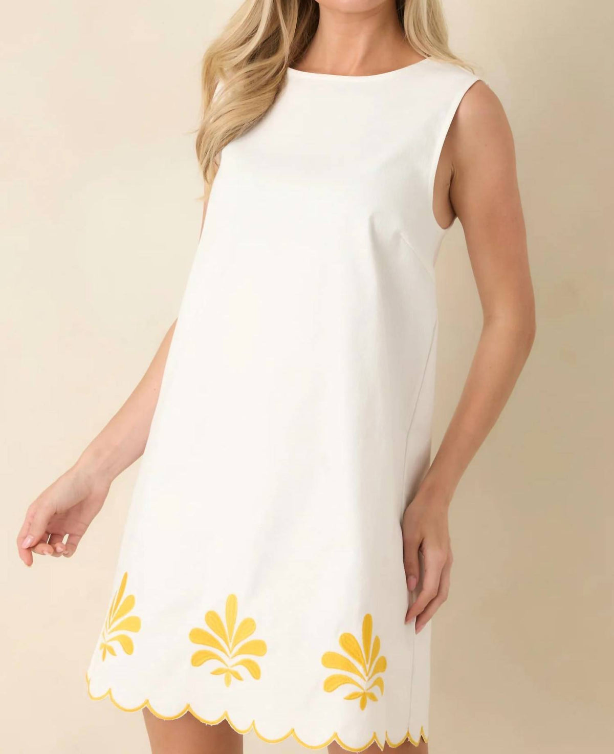 Flying Tomato - Embroidered Scalloped Mini Dress