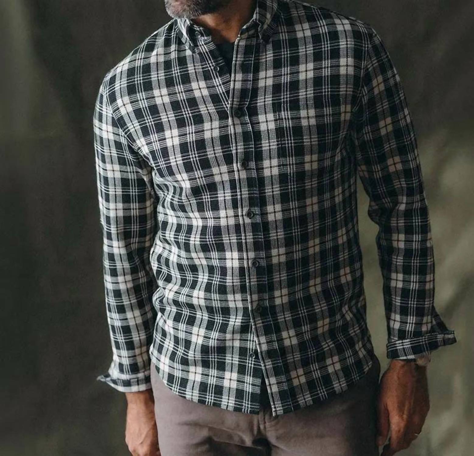 Taylor Stitch Jack Shirt in coal plaid waffle - men's shirt