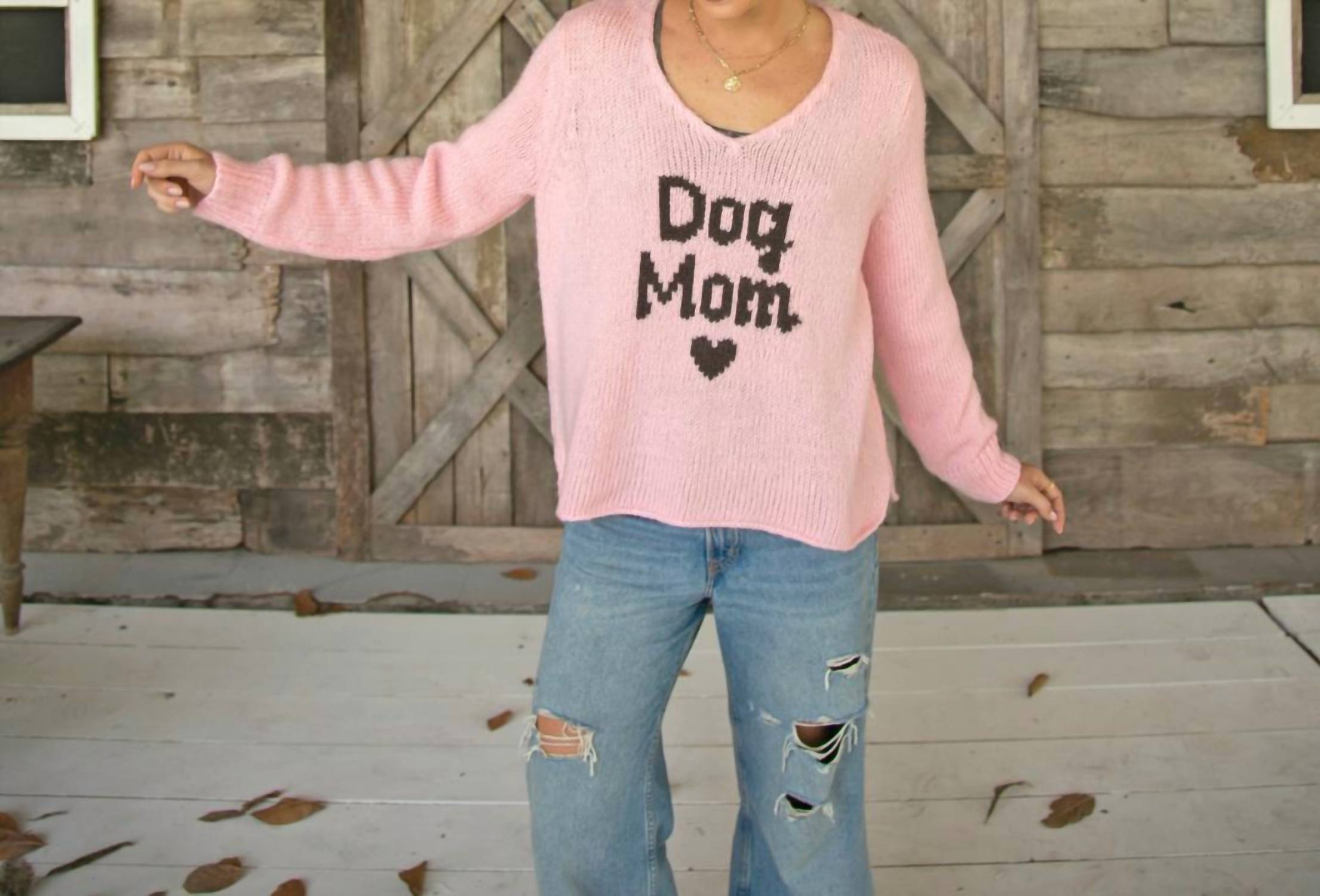 Wooden Ships - Dog Mom Scoopneck Chunky Sweater