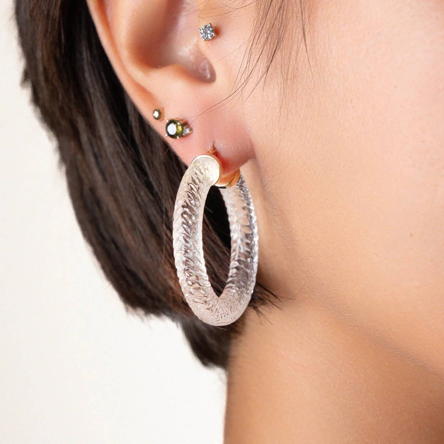 Gold & Honey - Women's Cable Lucite Hoop Earrings