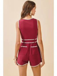 Tcec - Triangle Embroidery Stitch Detail Romper