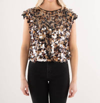 Emily McCarthy Hatti Tank Top in tortoise shell sequin 1 - women's tank top