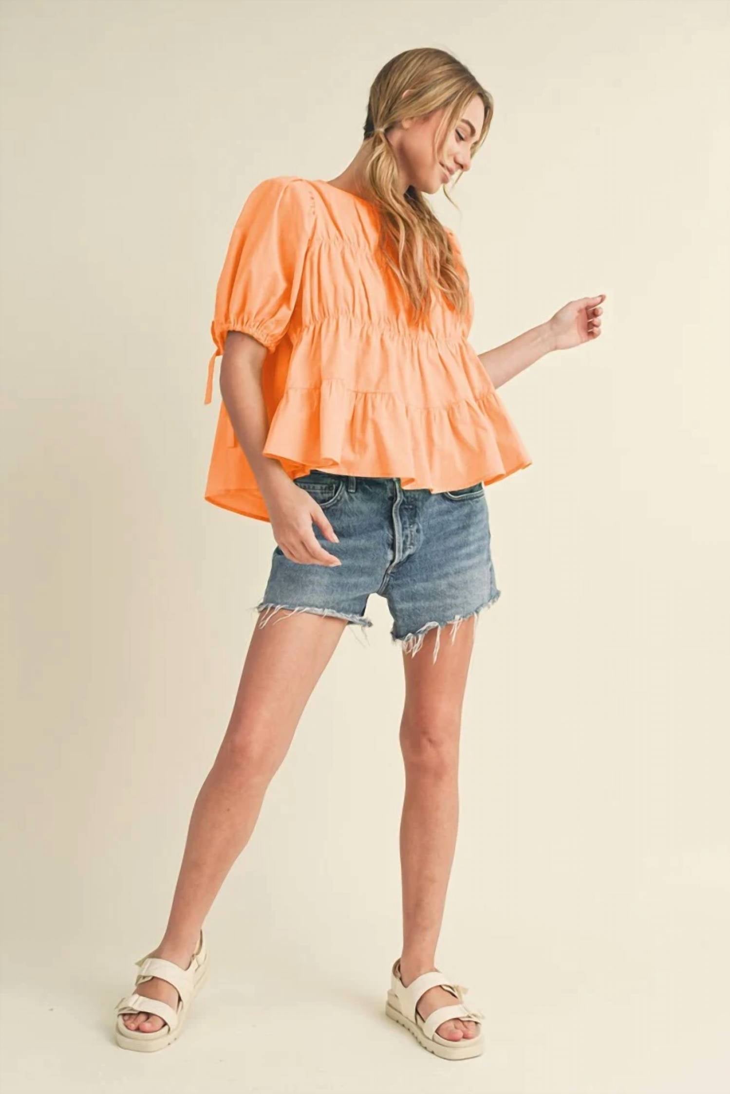 &Merci - Tayler Tiered Shirring Puff Sleeve Top
