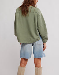 Free People Total Eclipse Tee in oil green 1 - women's long sleeve top - alternate view