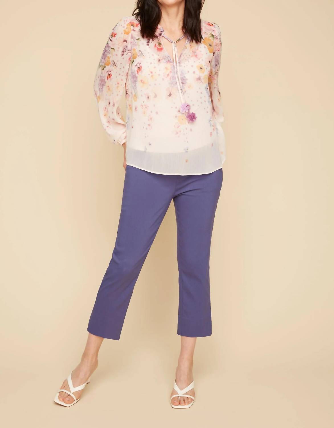 Renuar - Sheer Blouse And Tank Two-piece Set