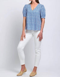 FOIL Keep The Faith Top in blue spot - women's blouse - detail view