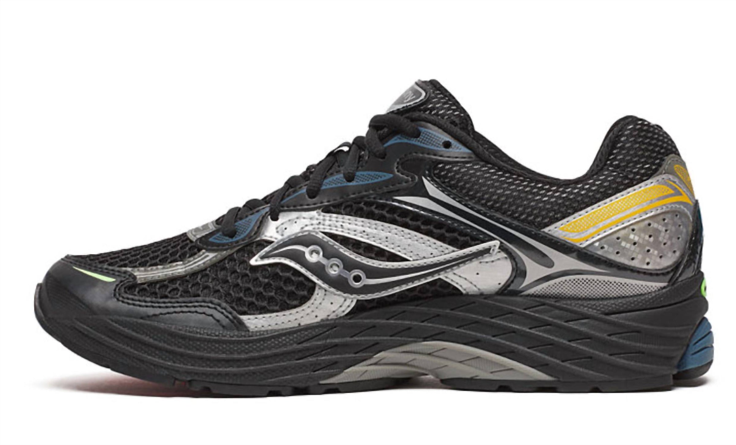 SAUCONY Men's Progrid Omni 9 Sneakers in black multi - men's sneaker - detail view