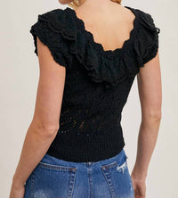 Bluivy - Eyelet Sweater Knit Top