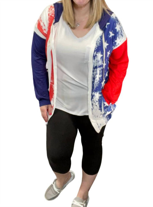 Blumin - American Flag Printed Zip Hoodie