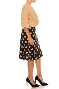 Maya Brooke - Polka Dot Pleated Hem Jacket Dress