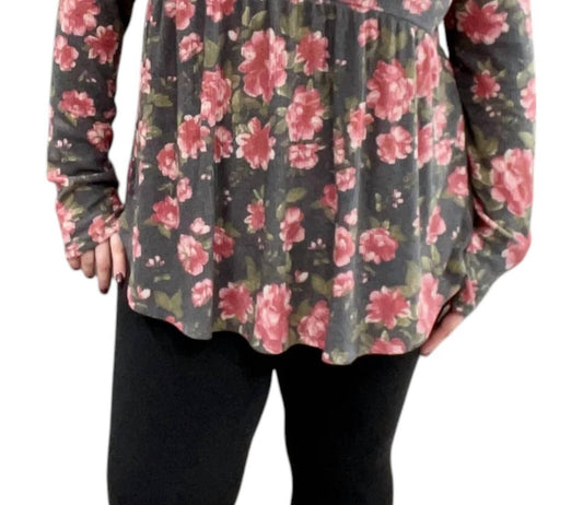 Honeyme - Long Sleeve With Thumbholes Babydoll Top