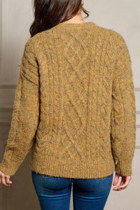 Mystree - Cable Knit Fuzzy Sweater