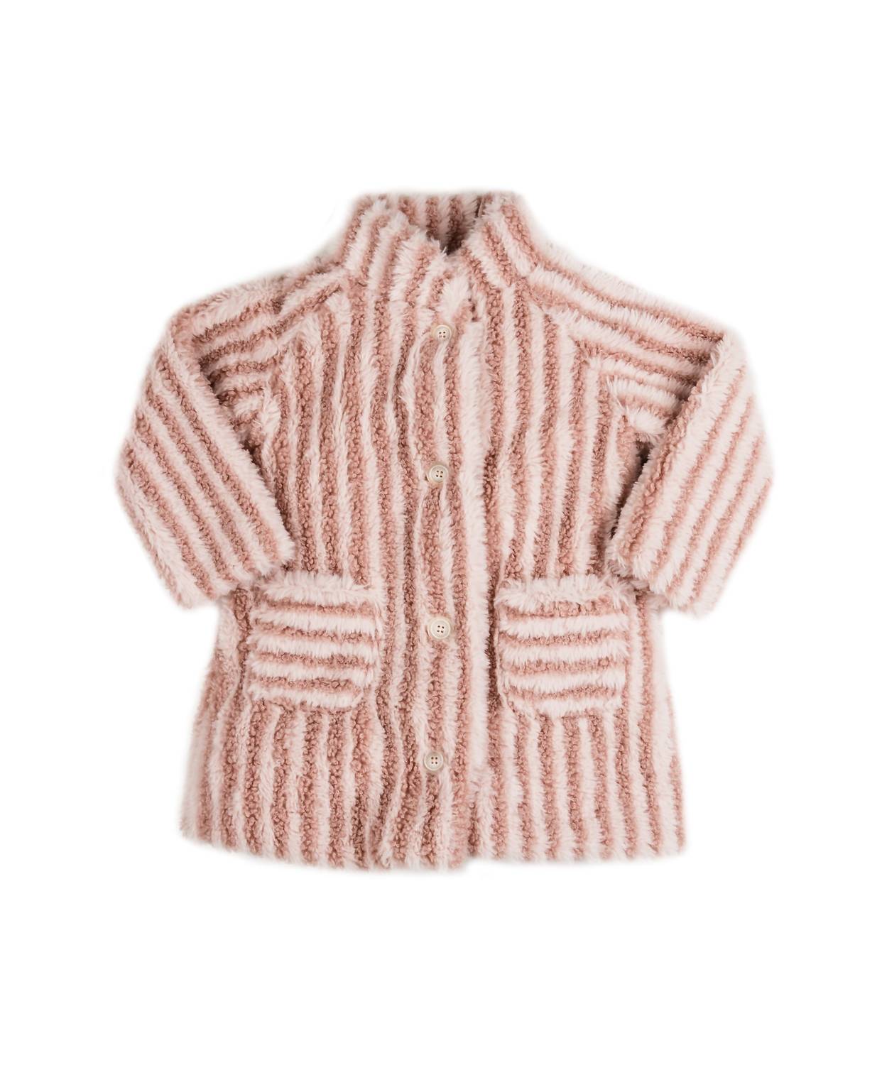 Emc - Kid's Stripe Faux Fur Coat