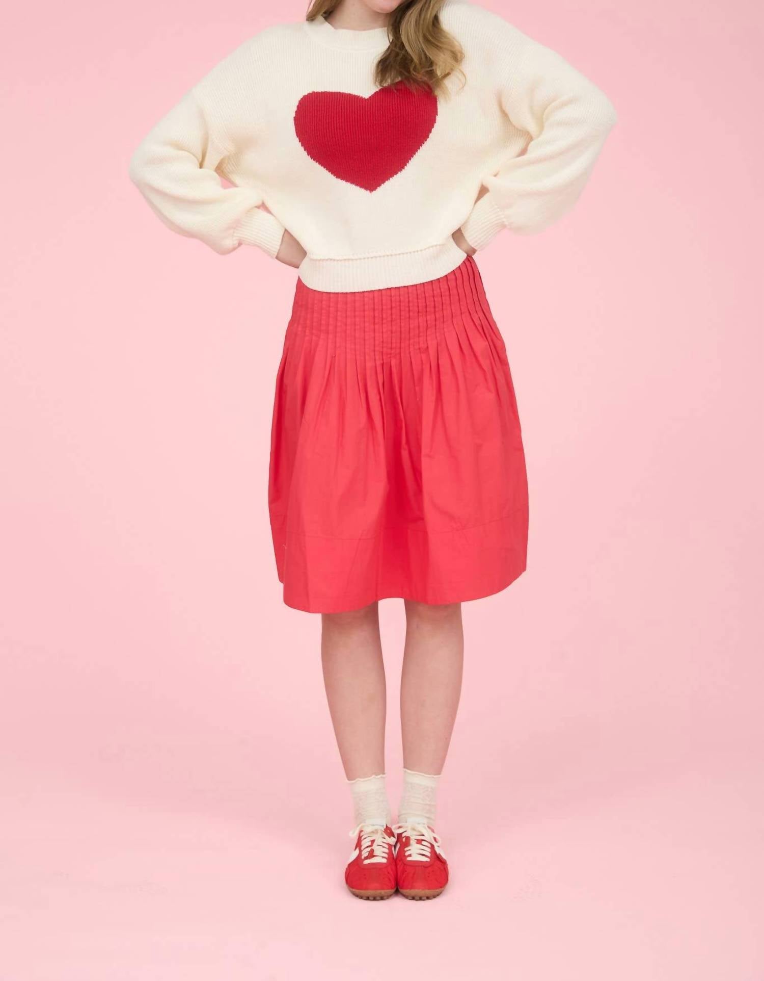 Blu Pepper - Heart Jacquard Crew Neck Knit Pullover Sweater