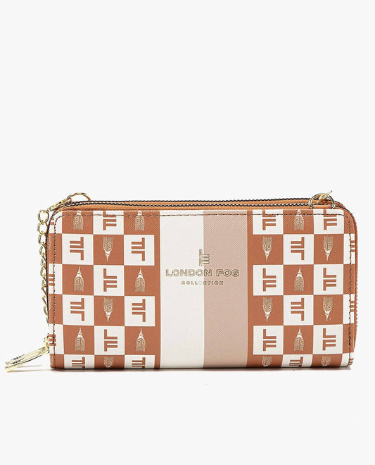 London Fog - Women's Diana Signature Double Zip Crossbody Bag And Wallet Combo