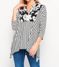 Honeyme - Floral & Striped Gabby Top