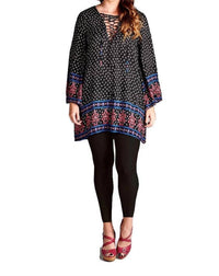 Velzera - Border Print Floral Bohemian Mini Dress