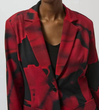 Joseph Ribkoff Abstract Print Long Sleeve Straight Blazer in black red - women's jacket - view 4