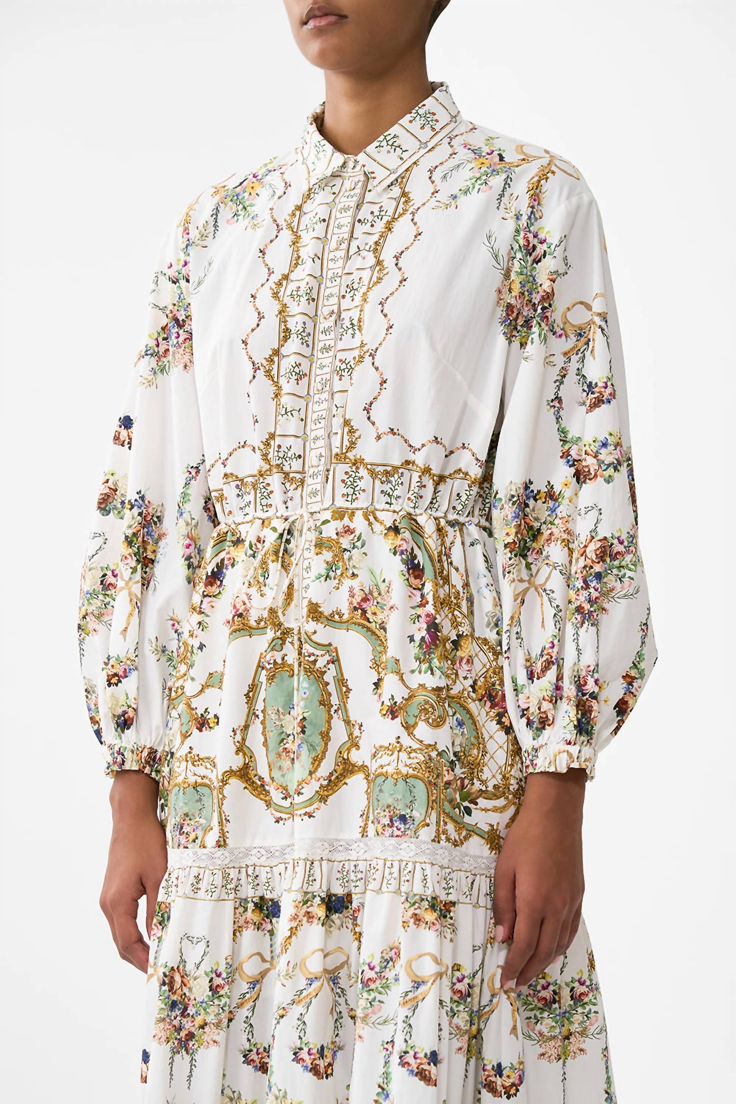 Camilla - Tiered Long Shirt Maxi Dress