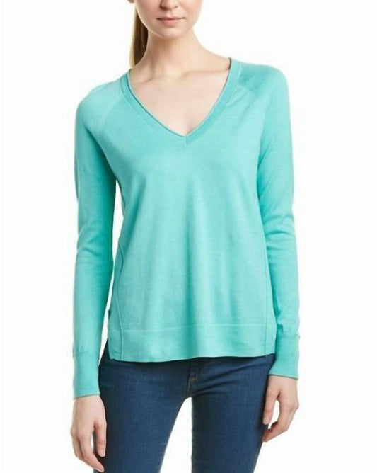 J Brand - V-Neck Pullover Cotton Knit Side Slits Fit Sweater