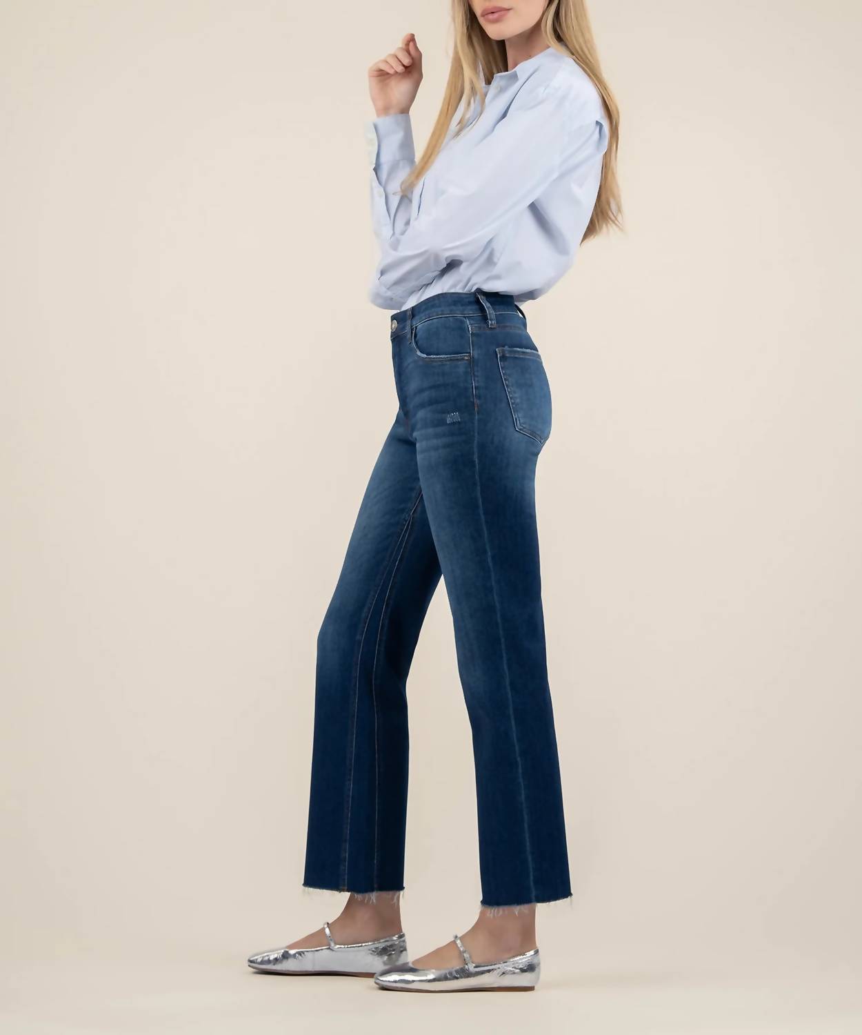 KUT FROM THE KLOTH Kelsey High Rise Fab Ab Ankle Flared Jeans in royal - women's jeans - alternate view