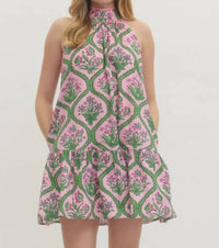 Entro - Botanical Print Sleeveless Mini Dress