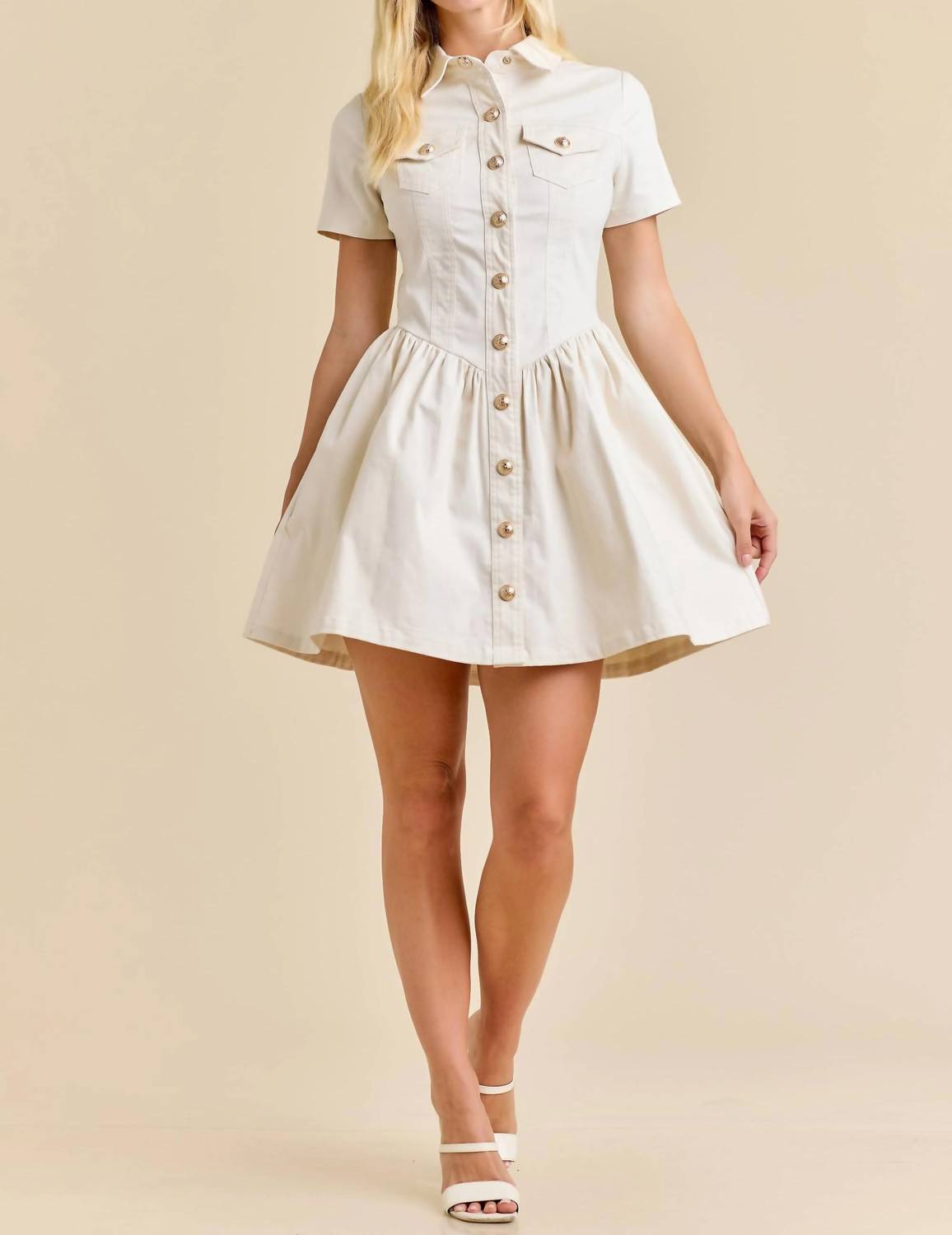 Main Strip - Button-up Mini Denim Dress