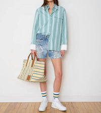 WE-AR4 Haze 70s-inspired Shirt in green stripe - women's long sleeve top