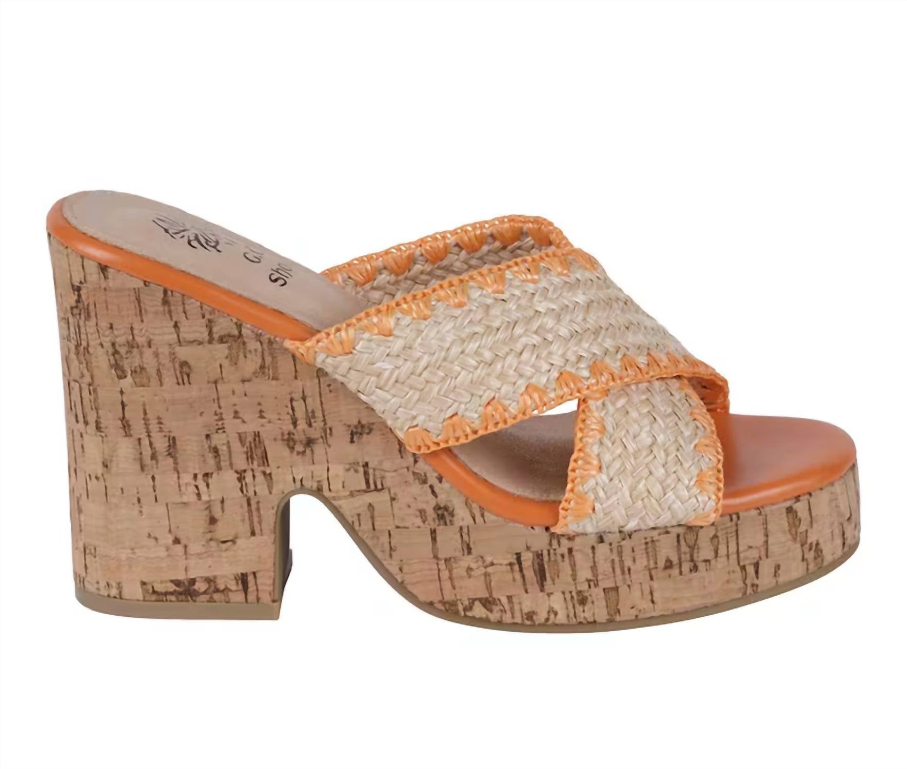 GC Shoes Women's Elsa Platform Sandals in orange - women's sandal - detail view