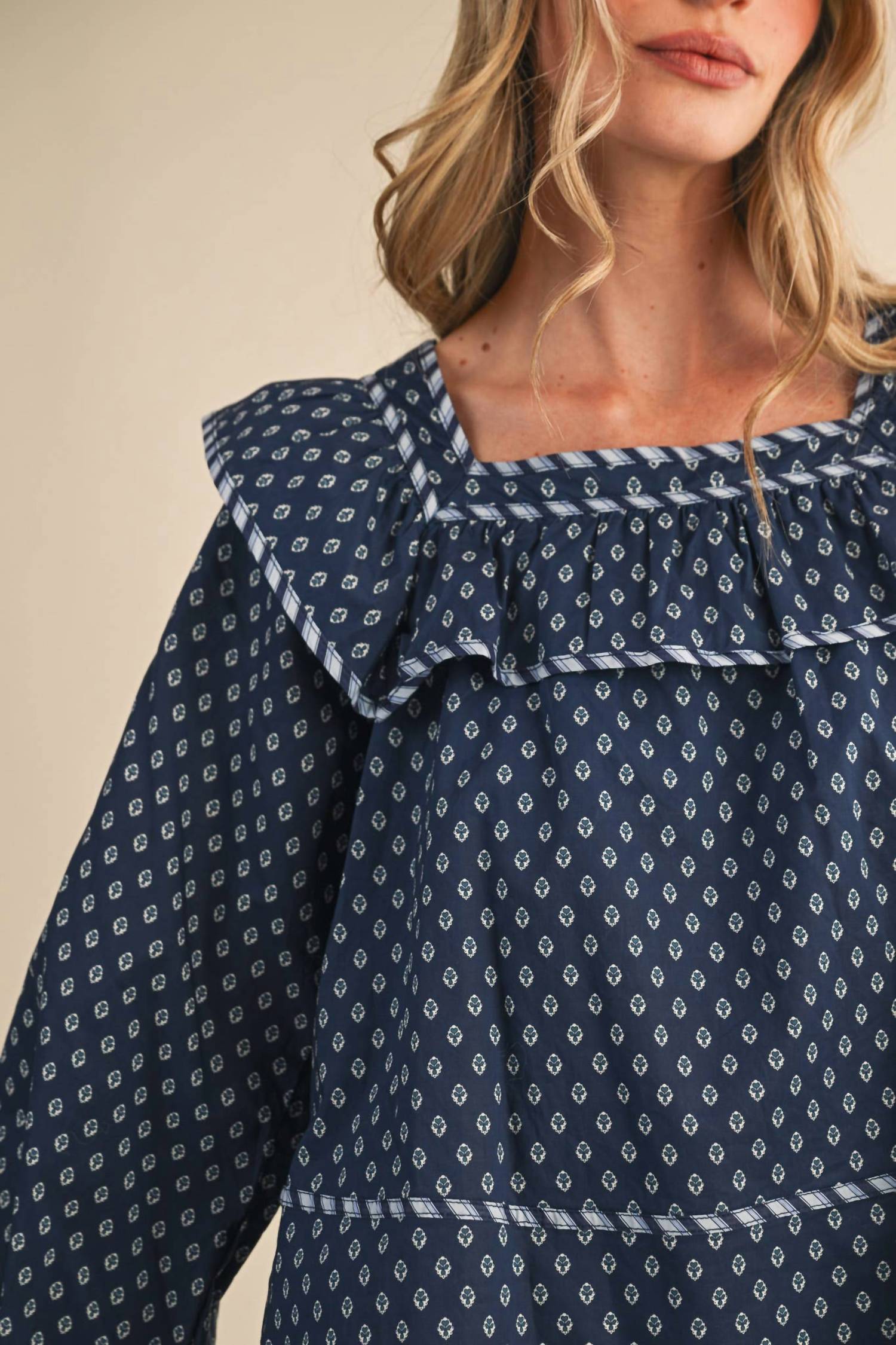 &merci Baby Doll Square Neck Blouse in navy - women's blouse - view 5