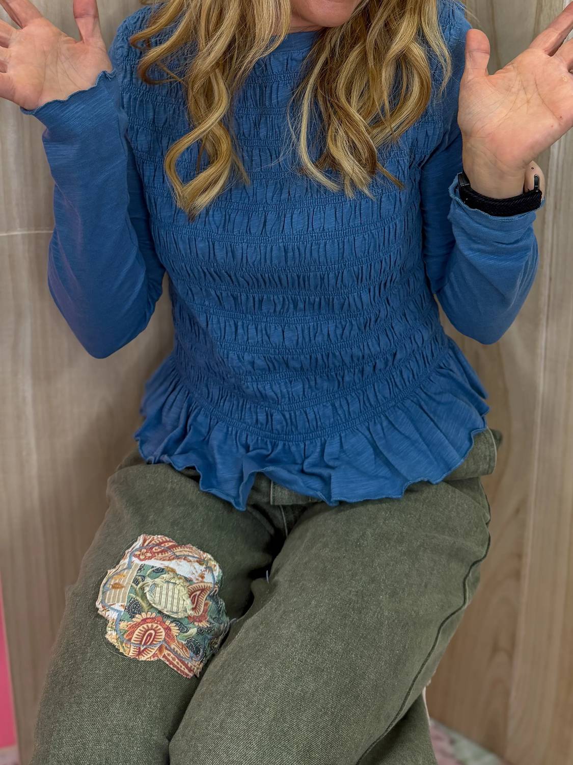 Ee:Some - Smocked Slub Knit Top