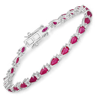 Diana M Jewels Women's Pear Natural Mozambique Ruby Bracelet (6.65 Ct) - Elegant in 14k white gold - women's jewelry