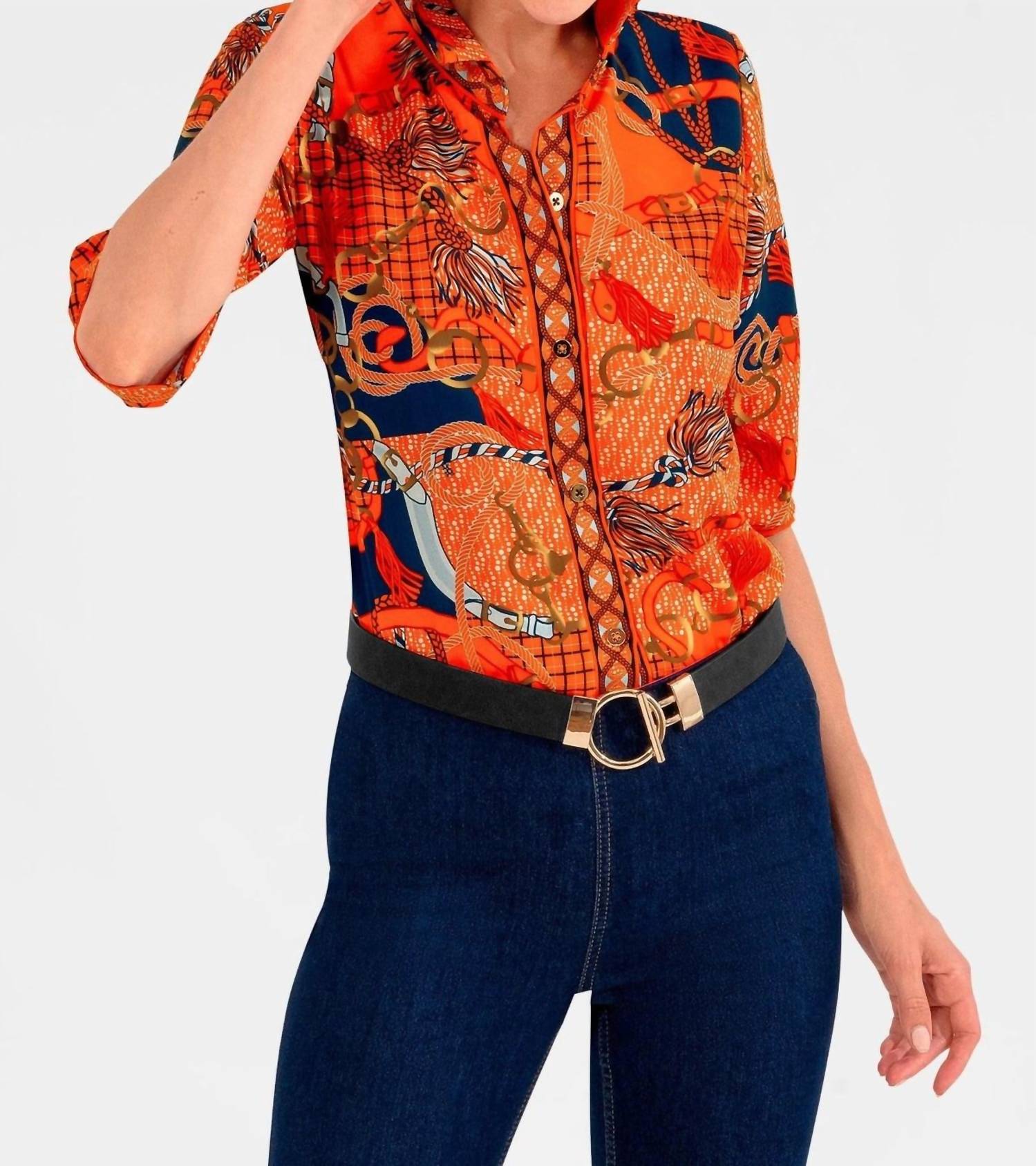 GRETCHEN SCOTT Ditto Boyfriend Shirt in orange - women's blouse - alternate view