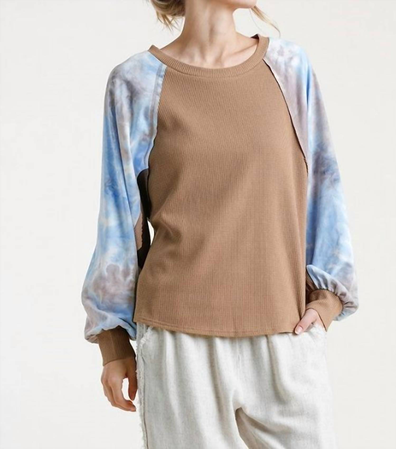 Umgee - Waffle Knit Tie Dye Top