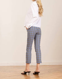 Avenue Montaigne Lulu Straight Cropped Pant in check blue black - women's pants - alternate view